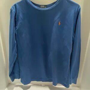 Polo Ralph Lauren  Boys Long Sleeve T-Shirt Large 14-16 Blue Orange Pony